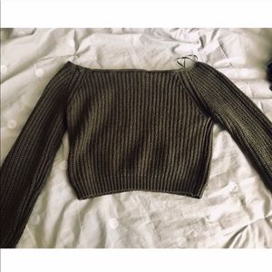 Navy green crop sweatshirt